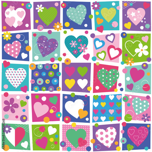 colorful hearts flowers and...