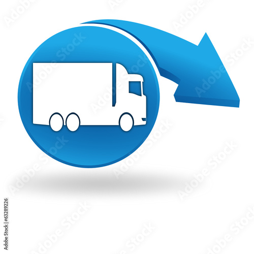 camion sur bouton bleu