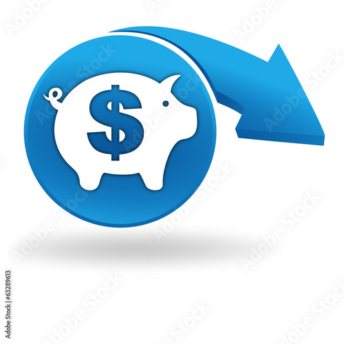 tirelire dollars sur bouton bleu