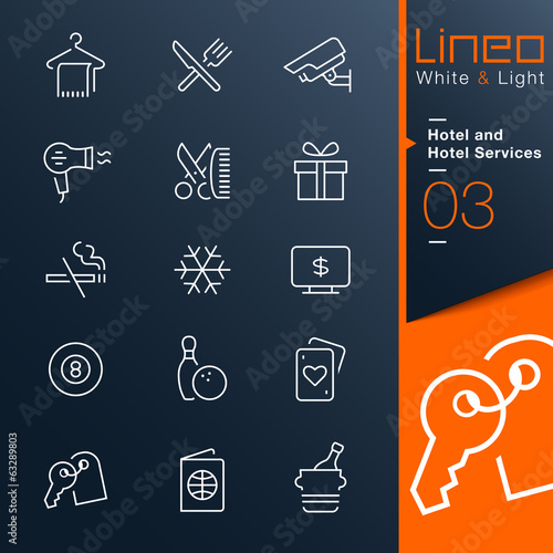 Lineo White & Light - Hotel and Hotel Services outline icons