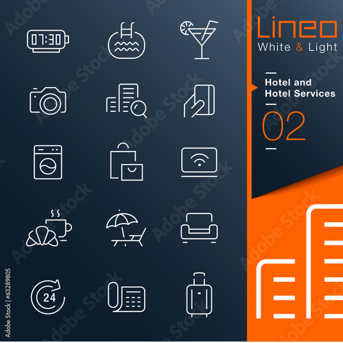 Lineo White & Light - Hotel and Hotel Services outline icons