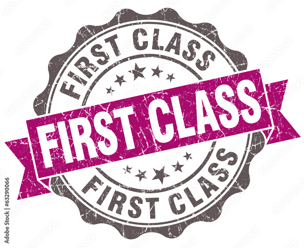 First class violet grunge retro style isolated seal First class violet grunge retro style isolated seal