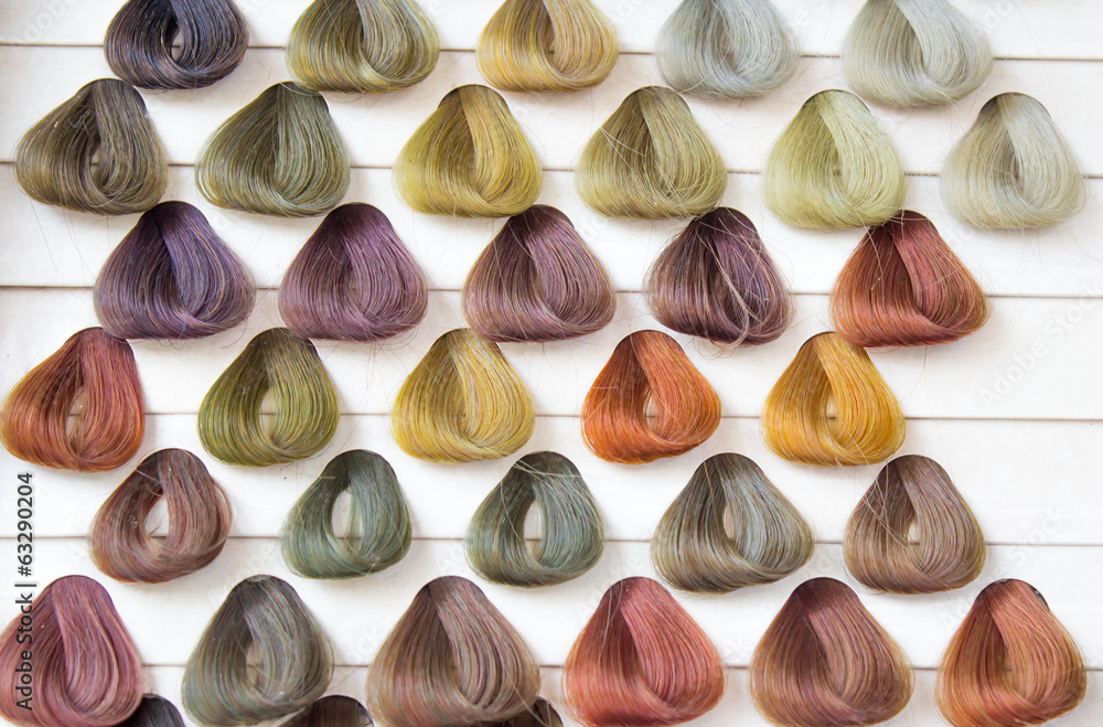 Palette samples of hair color. Palette samples of hair color.