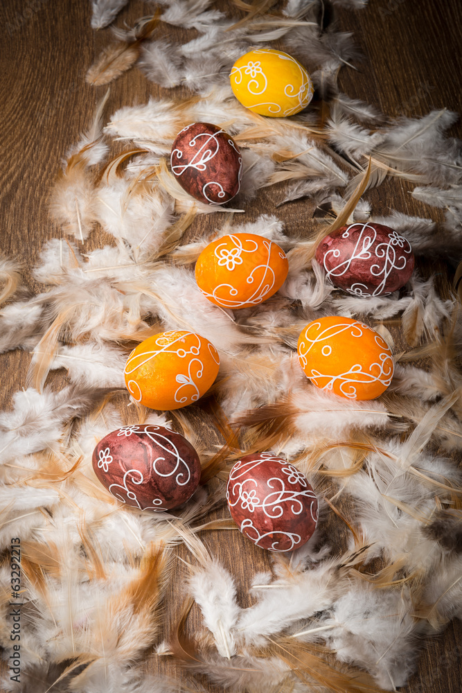 Easter Eggs on feathers