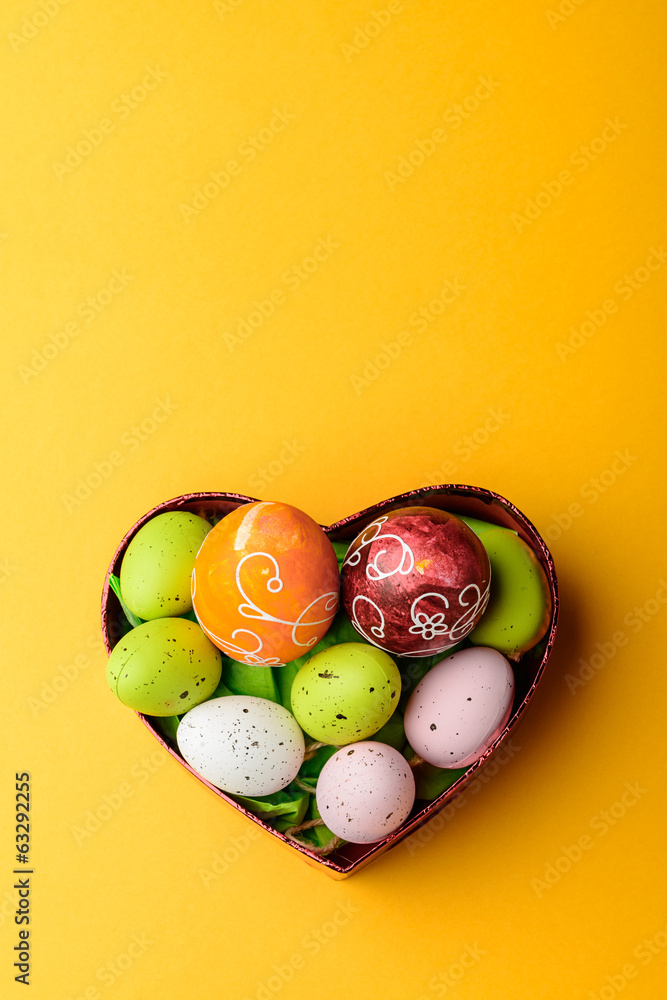 Easter Eggs on heart basket