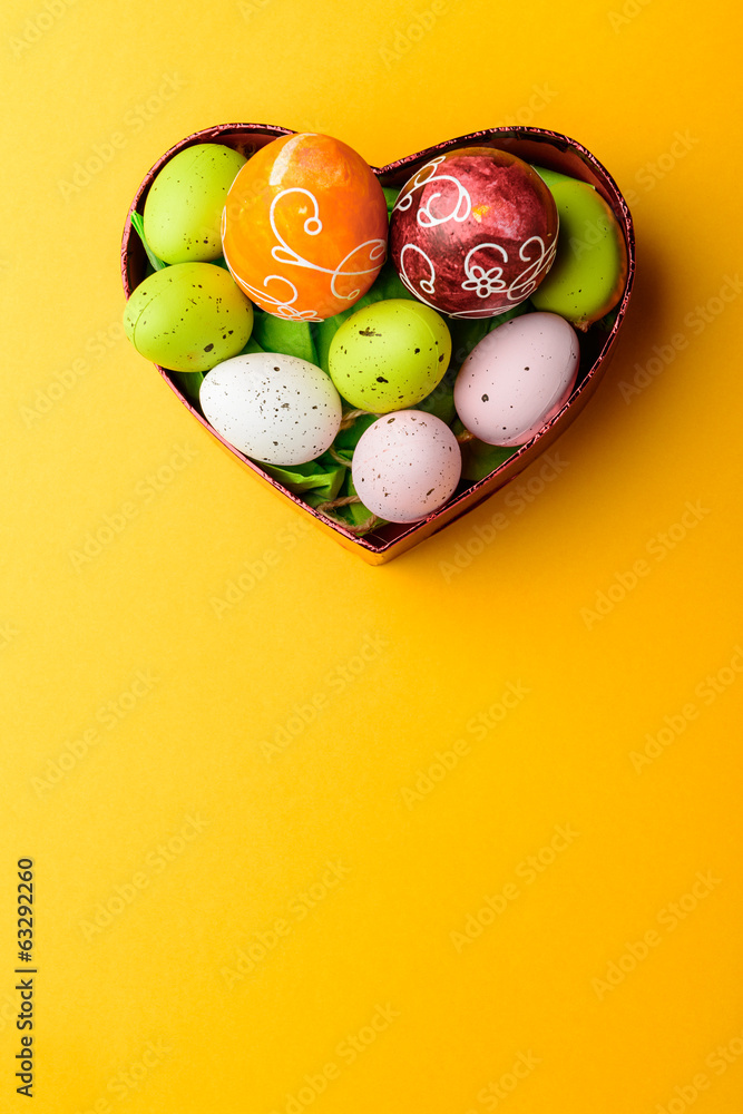 Easter Eggs on heart basket