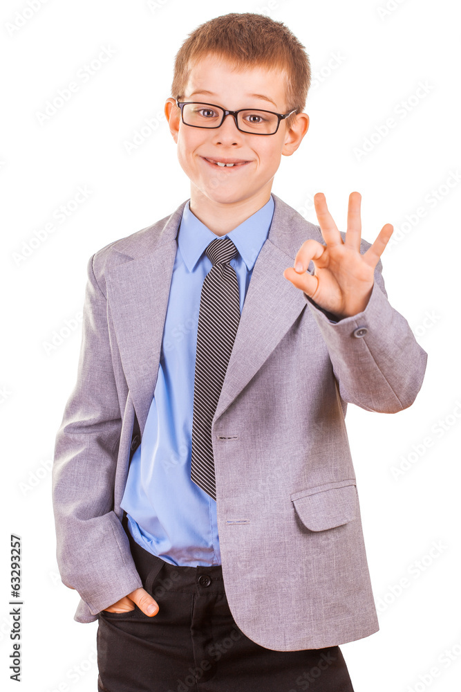 Handsome Little Boy in a Business Suit, Isolated Handsome Little Boy in a Business Suit, Isolated
