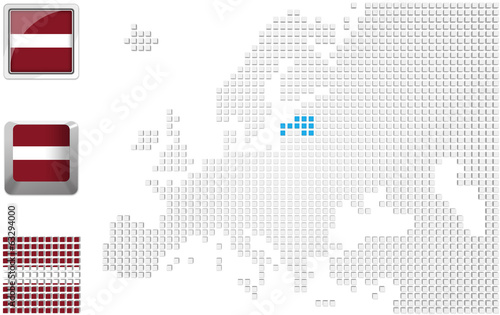 Fototapeta Naklejka Na Ścianę i Meble -  Latvia on map of Europe