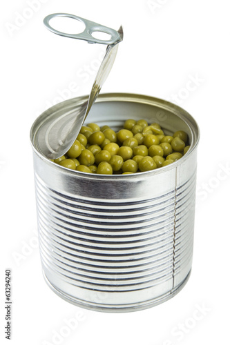 Tin with green peas