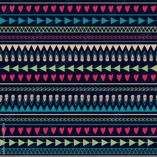 Vector seamless pattern with hearts, lines, arrows
