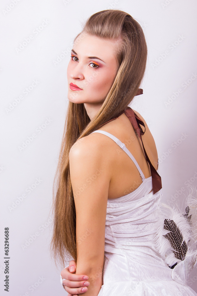 Portrait of a beautiful young woman with long hair Portrait of a beautiful young woman with long hair