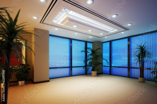 Foto Empty Business office or apartment room highrise interior