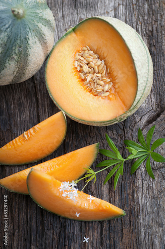 Fresh cantaloupe melons