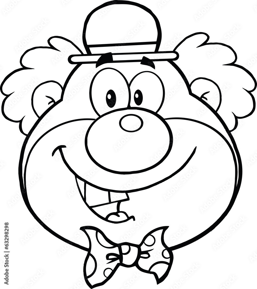 Black and White Funny Clown Head Cartoon Character Black and White Funny Clown Head Cartoon Character