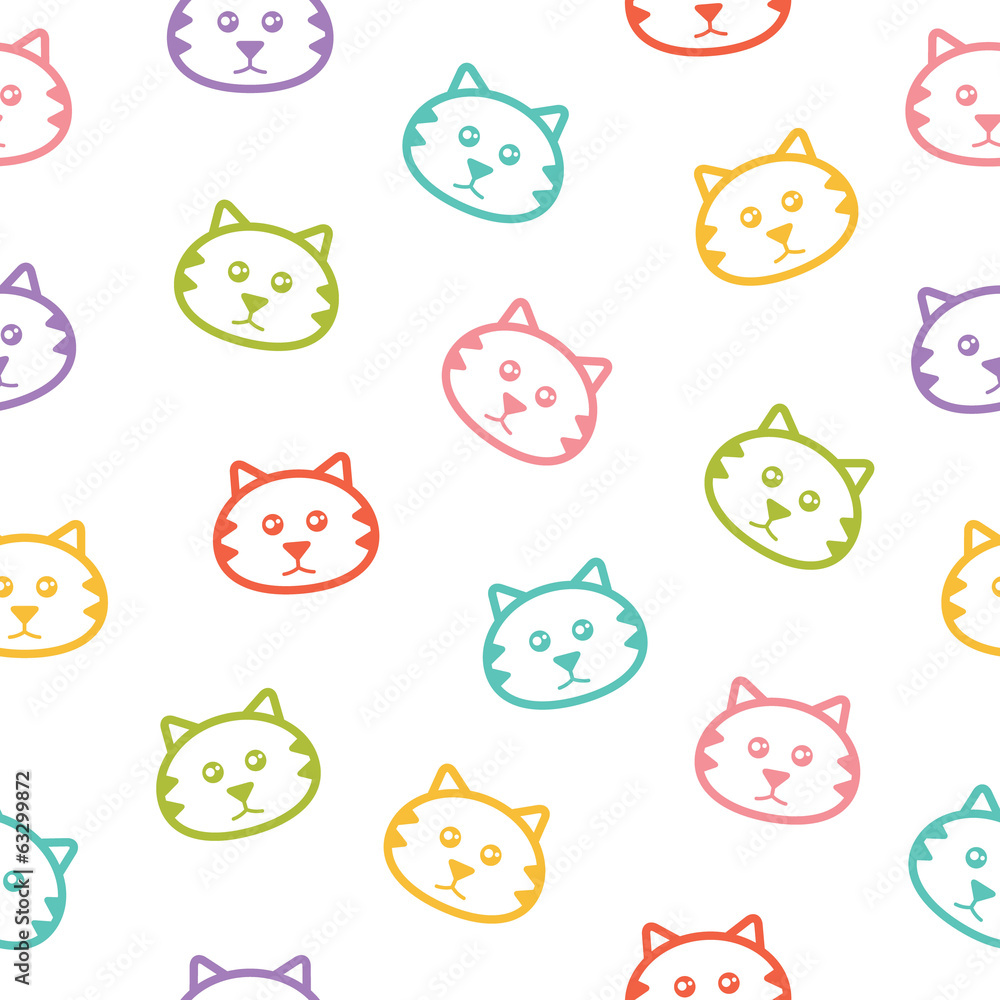 Seamless vector pattern with colorful cats.