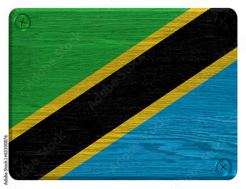 Tanzania flag painted on wooden tag