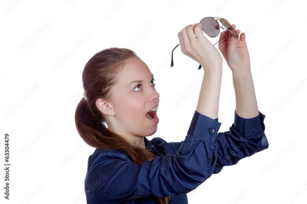 The girl has opened a mouth from surprise The girl has opened a mouth from surprise