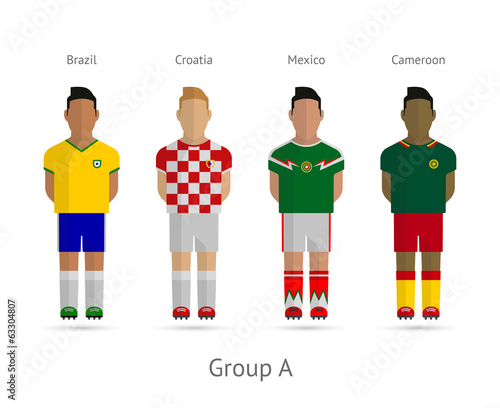 Football teams. Group A - Brazil, Croatia, Mexico, Cameroon