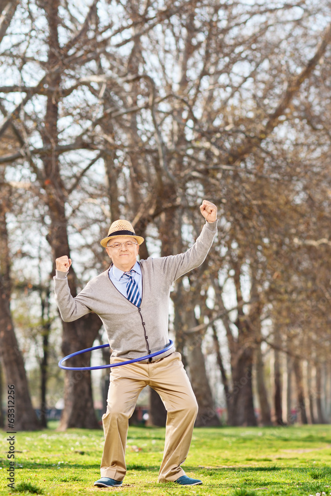 Healthy senior exercising outdoors