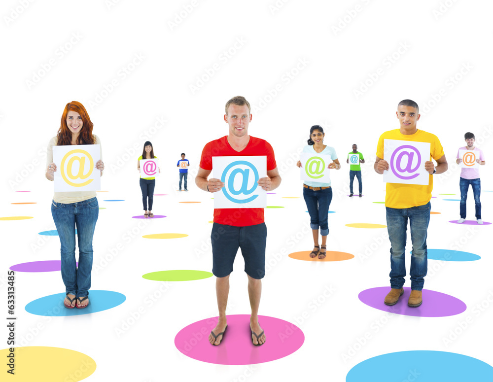 Fototapeta premium Connected Multi-Ethnic People Holding a Symbol