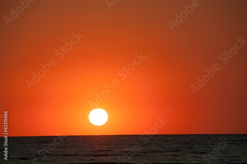 Orange Sunset on the sea horizon  skyline