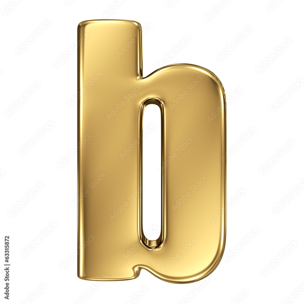 Letter b from gold solid alphabet. Lowercase Letter b from gold solid alphabet. Lowercase