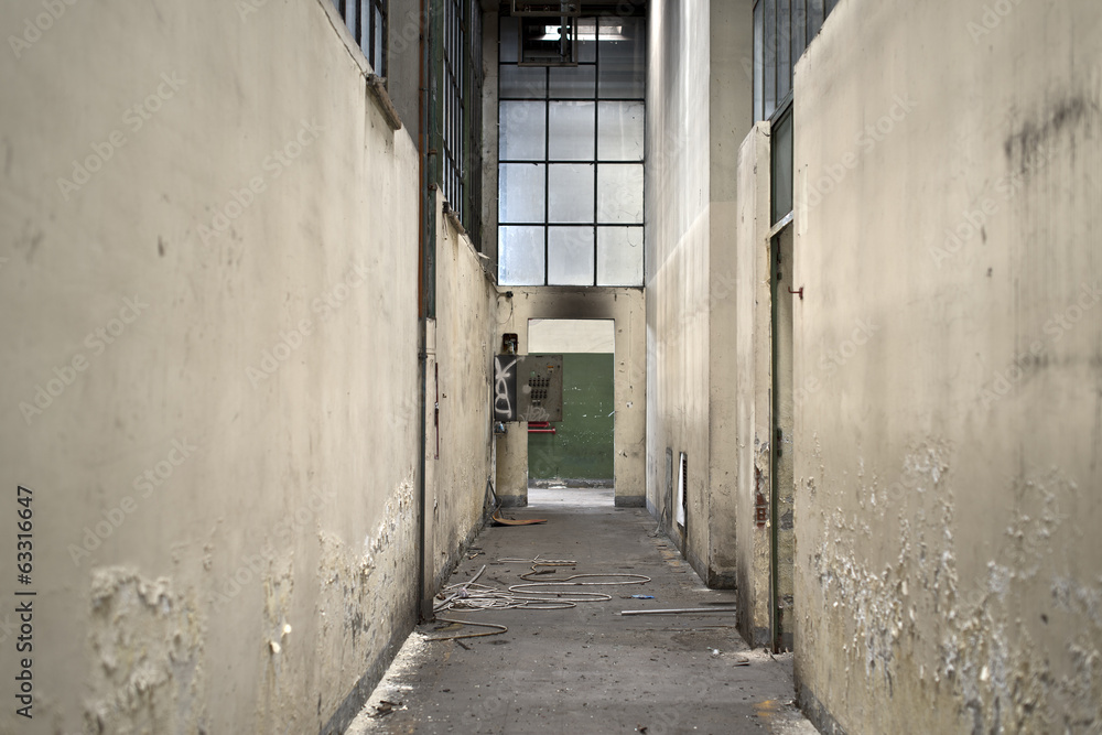 Corridor in abandoned factory Corridor in abandoned factory