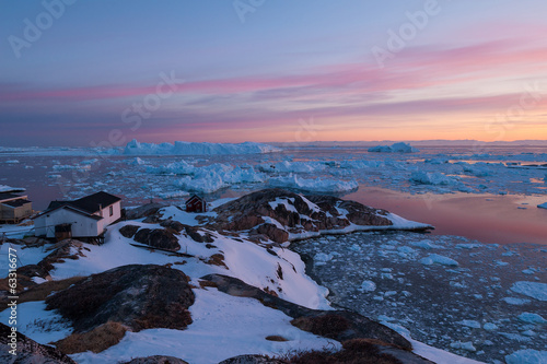 Arctic light at sunset in Ilulissat, Greenland