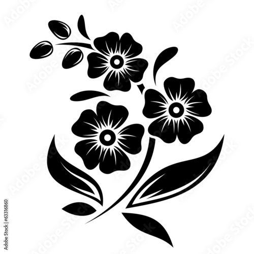 Fototapeta Naklejka Na Ścianę i Meble -  Black silhouette of flowers. Vector illustration.