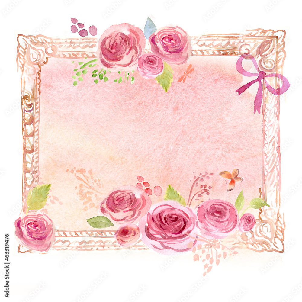 Watercolor frame with flowers