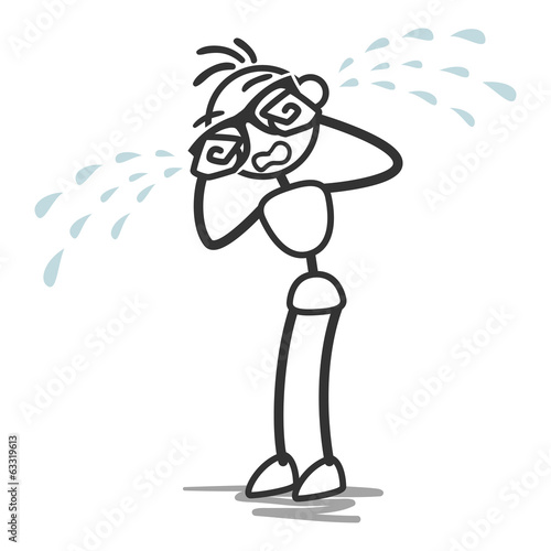 Crying stick man, flood of tears.