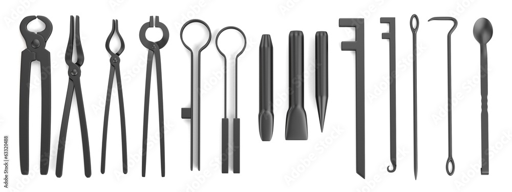 realistic 3d render of blacksmith tools realistic 3d render of blacksmith tools