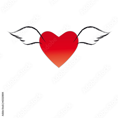 Rotes Herz mit Flügeln, Liebe, die beflügelt und gute Energie in dein Leben bringt, Lebenslust und Lebensfreude, verliebt sein