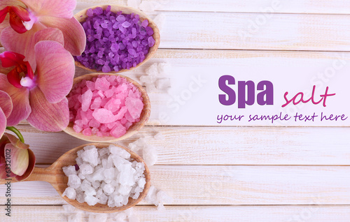 Fototapeta Naklejka Na Ścianę i Meble -  Still life with beautiful blooming orchid flower  and wooden