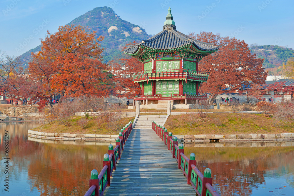Naklejka premium Gyeongbokgung Palace, Seul, Korea Południowa