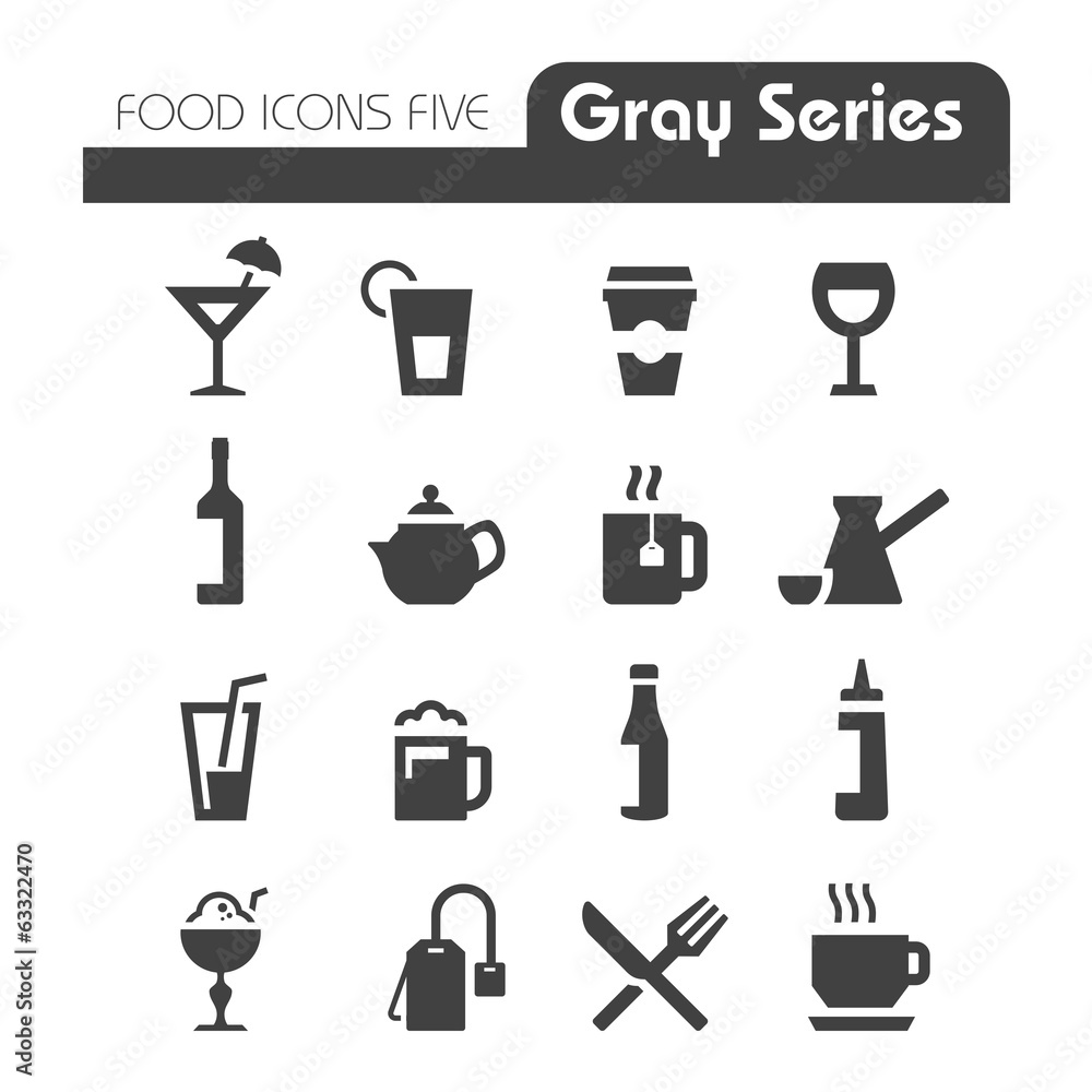 Drinks Icons Gray series Drinks Icons Gray series