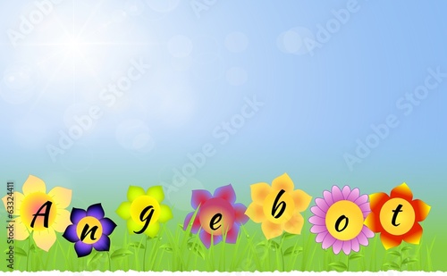 Banner with Discounts on the flowers in German