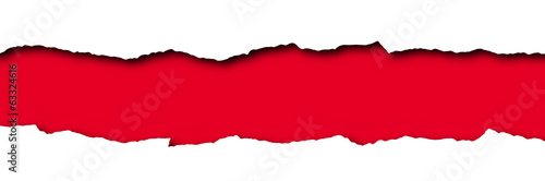 Torn paper with red space for text isolated