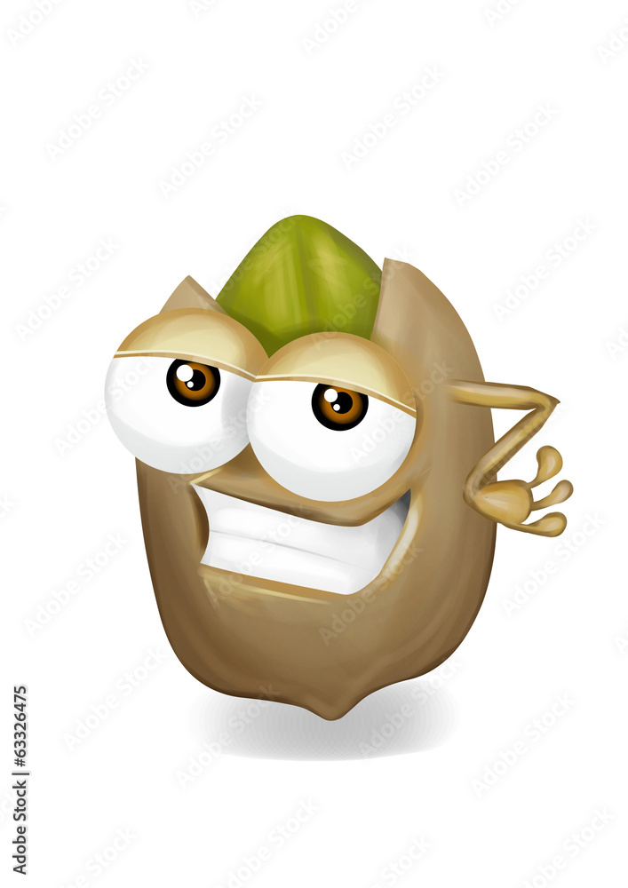 Cool funny pistachio cartoon character with a big smile. Stock Illustration  | Adobe Stock