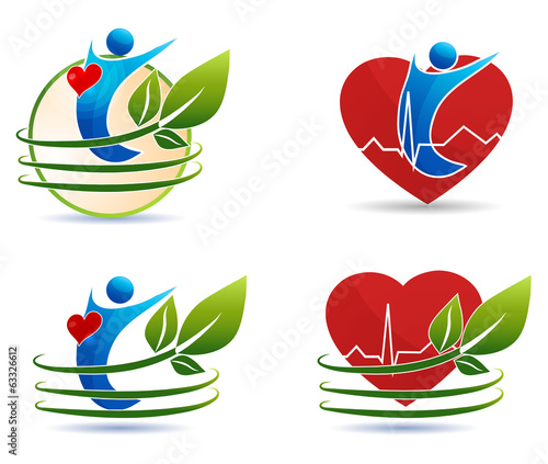 Human health care symbols, healthy heart concept