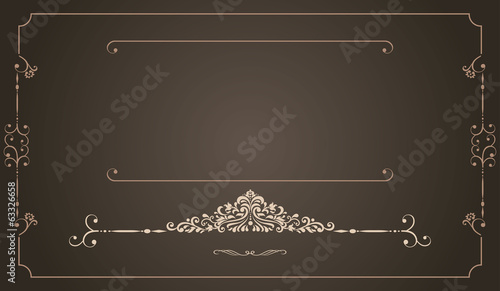 invitation card with victorian ornaments and vintage frame