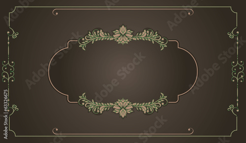 invitation card with victorian ornaments and vintage frame
