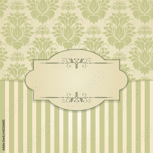 invitation card with victorian ornaments and vintage frame