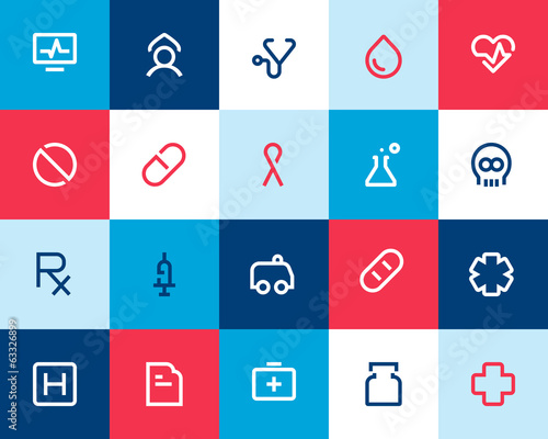 Medical and healthcare icons. Flat