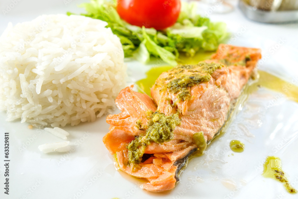 grilled salmon and rice grilled salmon and rice