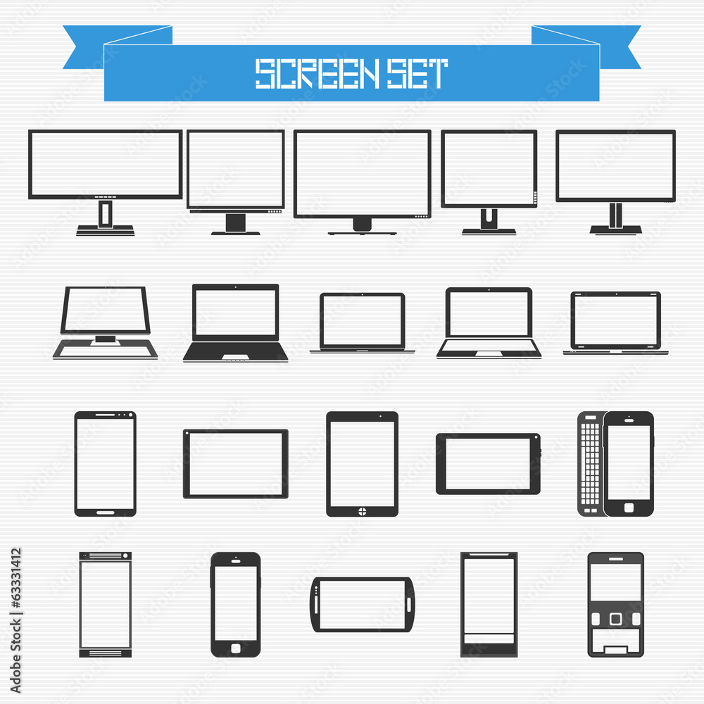 Vector set of different screens for your design Vector set of different screens for your design