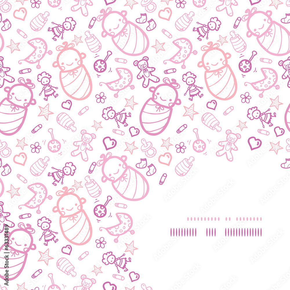 Baby girls corner frame pattern background