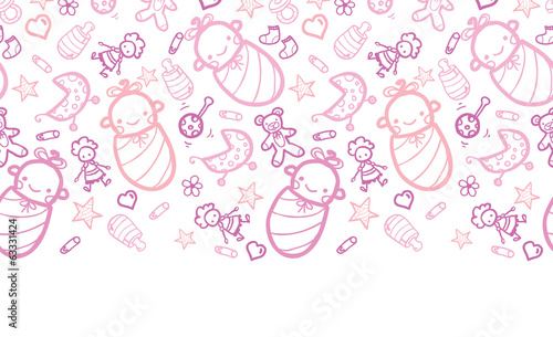 Baby girls horizontal seamless pattern background