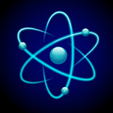 Atom symbol 3d blue