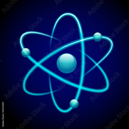 Atom symbol 3d blue